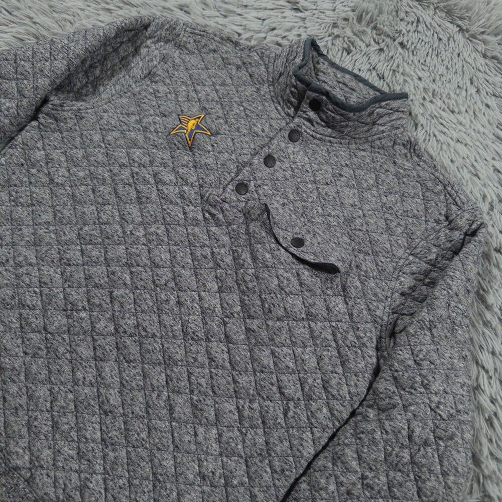 Faherty Pullover Medium Gray Quilted Fleece NBA All Star Game Snap Pacers Mens